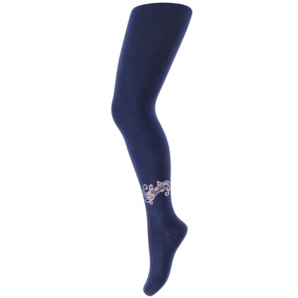 Dievčenské pančuchy s obrázkom WOLA NOTY tmavo modré