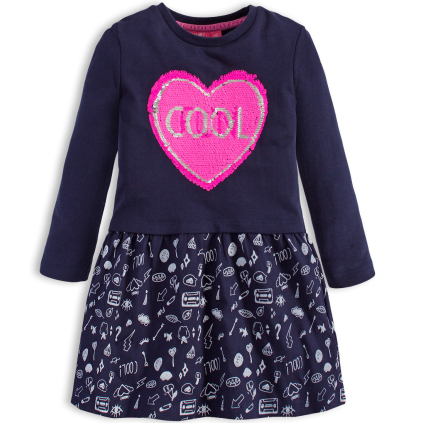Dievčenské šaty s preklápacími flitrami KNOT SO BAD FUN modré