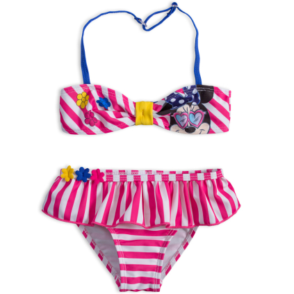 Dvojdielne dievčenské plavky DISNEY MINNIE KVETINKY ružové