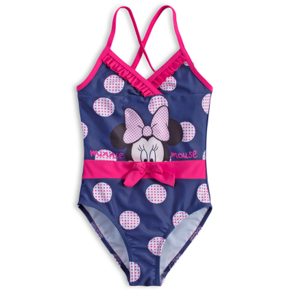 Dievčenské plavky vcelku DISNEY MINNIE BODKY modré