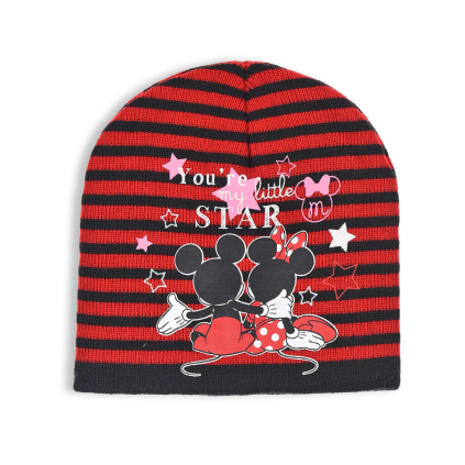 Dievčenská čiapka DISNEY MINNIE STAR červeno čierna