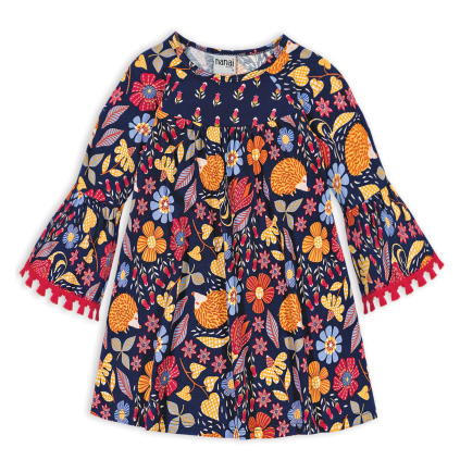 Dievčenské šaty NANAI KVETINKY modré
