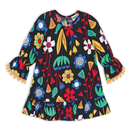 Dievčenské šaty NANAI KVETY čierne