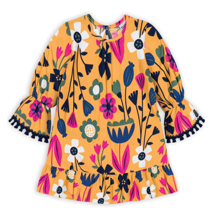 Dievčenské šaty NANAI KVETY žlté