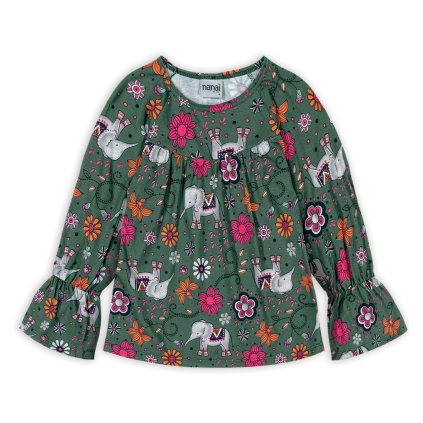 Dievčenská tunika NANAI SLONY zelená