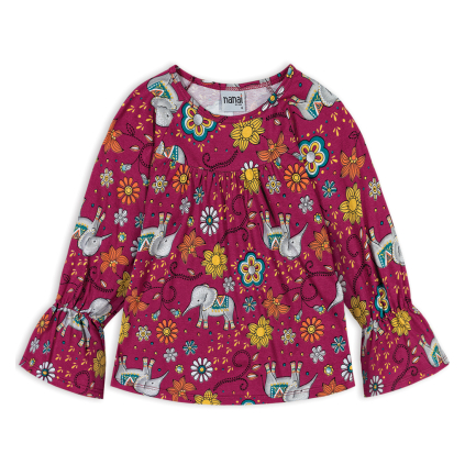 Dievčenská tunika NANAI SLONY vínová
