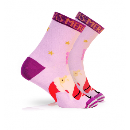 Detské ponožky s vianočným motívom WOLA SANTA DARČEKY fialové