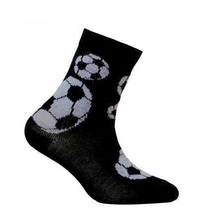 Chlapčenské ponožky so vzorom WOLA FUTBALOVÉ LOPTY čierne