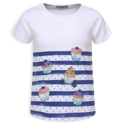 Dievčenské tričko GLO STORY CUPCAKES modré prúžky