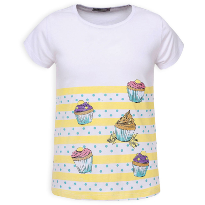 Dievčenské tričko GLO STORY CUPCAKES žlté prúžky