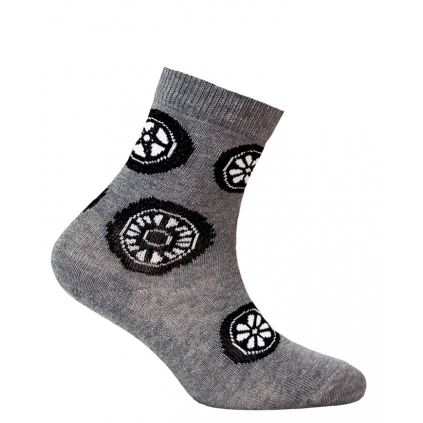 Vzorované chlapčenské ponožky WOLA BICYKLE šedý melír