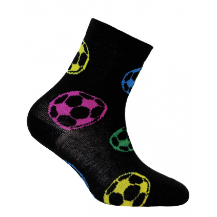 Chlapčenské ponožky so vzorom WOLA FAREBNÉ LOPTY čierne