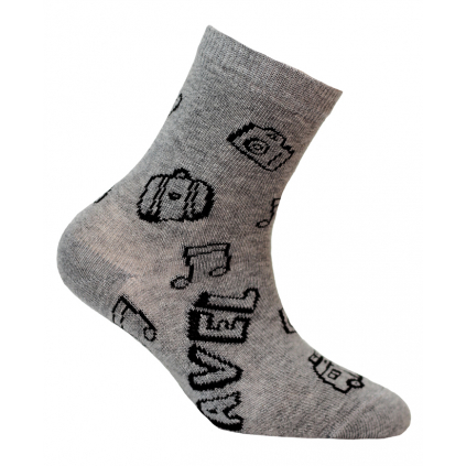 Chlapčenské vzorované ponožky WOLA TRAVEL šedé