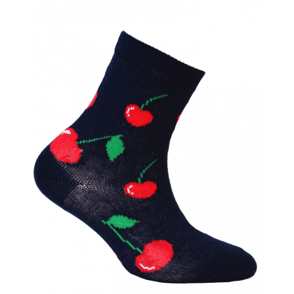 Dievčenské vzorované ponožky GATTA ČEREŠNE modré