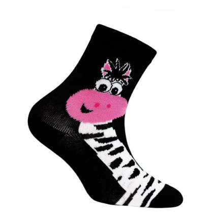 Dievčenské vzorované ponožky WOLA ŽIRAFA čierne
