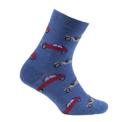 Chlapčenské vzorované ponožky WOLA AUTÁ modrý melír