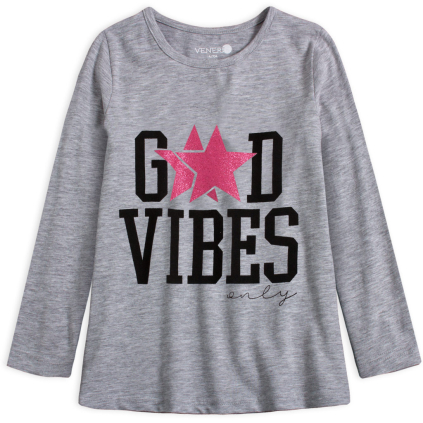 Dievčenské tričko VENERE GOOD VIBES šedé