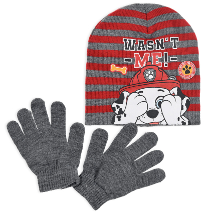 Detská súprava čiapka a rukavice PAW PATROL MARSHALL červená