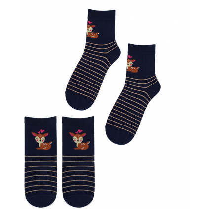 Dievčenské ponožky s obrázkom WOLA SRNKA modré