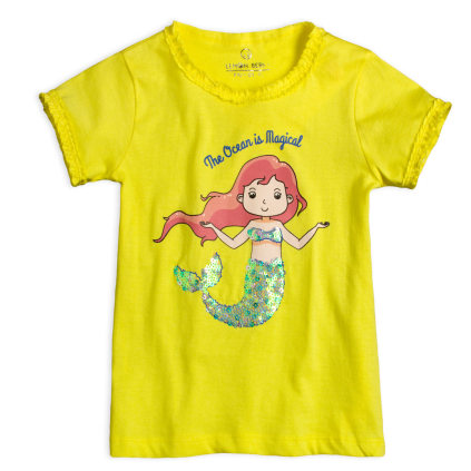 Dievčenské tričko z BIO bavlny LEMON BERET MORSKÁ PANNA žlté