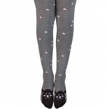 Dievčenské vzorované pančuchy GATTA PSÍK,BODKY šedé