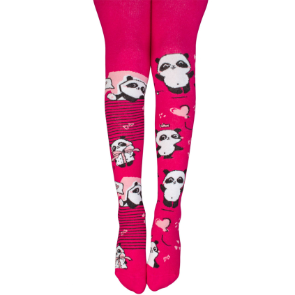 Dievčenské pančuchy WOLA PANDA, SRDIEČKA ružové