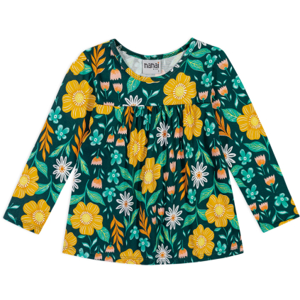 Dievčenská tunika NANAI KVETY zelená