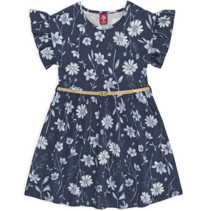 Dievčenské šaty BEE LOOP KVETINKY modré