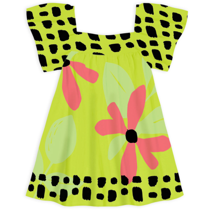 Dievčenské šaty NANAI BIG FLOWER zelené