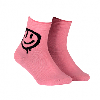 Dievčenské ponožky so vzorom WOLA SMAJLÍK ružové