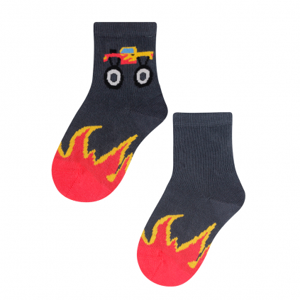 Chlapčenské vzorované ponožky WOLA MONSTER TRUCK šedé