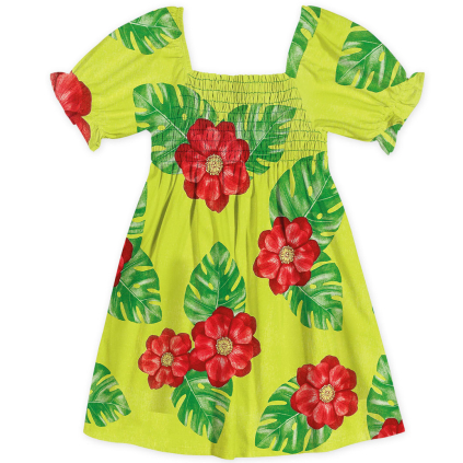 Dievčenské šaty NANAI RED BLOOM zelené