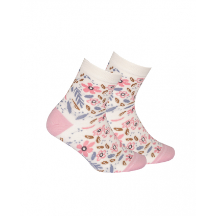 Dievčenské vzorované ponožky GATTA KYTIČKY krémové