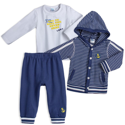 Dojčenský 3 dielny set DIRKJE SAIL modrý