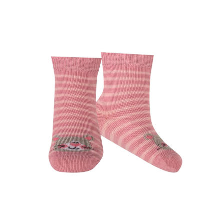 Dievčenské ponožky so vzorom WOLA MAČIČKA,PRÚŽKY ružové