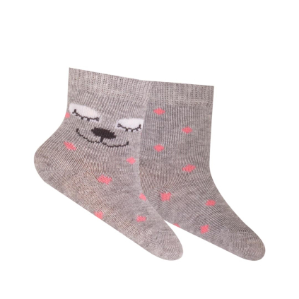Dievčenské ponožky so vzorom WOLA MACKO, BODKY šedé