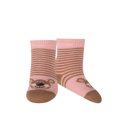 Dievčenské ponožky so vzorom WOLA MACKO,PRÚŽKY ružové