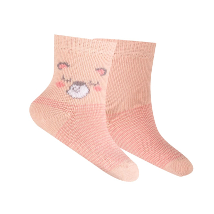 Dievčenské vzorované ponožky WOLA MEDVÍDEK ružové