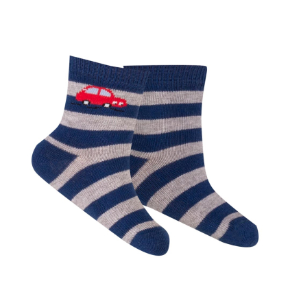 Chlapčenské vzorované ponožky WOLA AUTÍČKO modro-šedé