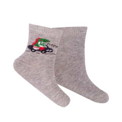 Chlapčenské vzorované ponožky WOLA DINO CAR šedé