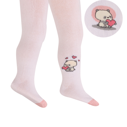 Dievčenské vzorované pančuchy WOLA MEDVÍDEK biele