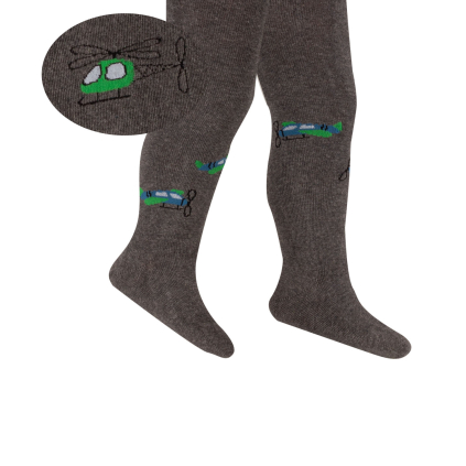 Chlapčenské vzorované pančuchy WOLA LIETADLO šedé