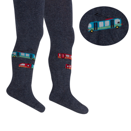 Chlapčenské vzorované pančuchy WOLA TROLEJBUS modré