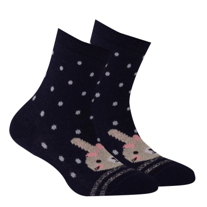 Dievčenské vzorované ponožky WOLA ZAJAČIK, BODKY modré