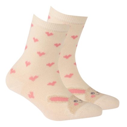 Dievčenské ponožky so vzorom WOLA ZAJAČIK krémové