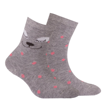 Dievčenské ponožky so vzorom WOLA MACKO, BODKY šedé