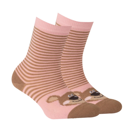 Dievčenské ponožky so vzorom WOLA MACKO,PRÚŽKY ružové