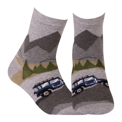 Chlapčenské vzorované ponožky WOLA MOUNTAIN TRIP šedé