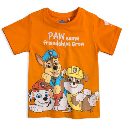 Chlapčenské tričko PAW PATROL FRIENDSHIP oranžové