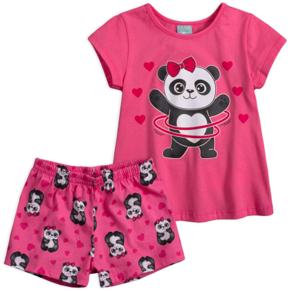 Dievčenské letné pyžamo KYLY PANDA HULA HOOP ružové